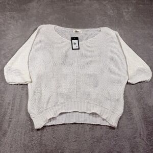 Mahina Sweater Pullover Womens OS White Lightweight Open-Knit Dolman Relaxed NWT